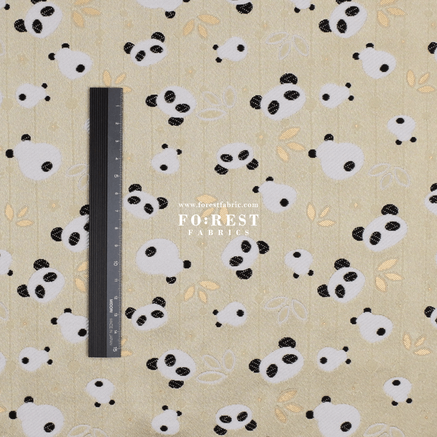 Gold Brocade - Panda fabric Light Gold - FO:REST Fabric 布恩堂Liberty fabrictana lawnjapanese fabricykk zipper