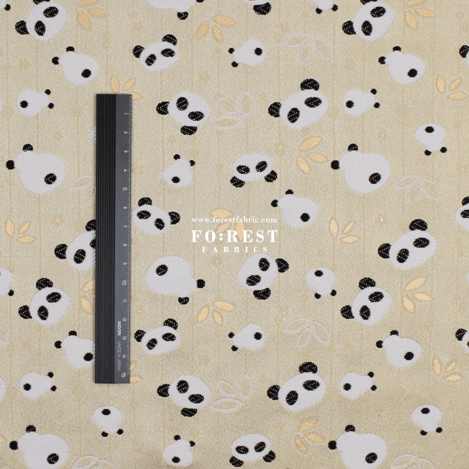 Gold Brocade - Panda fabric Light Gold - FO:REST Fabric 布恩堂Liberty fabrictana lawnjapanese fabricykk zipper