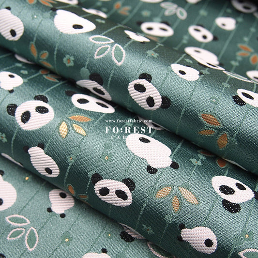 Gold Brocade - Panda fabric Moss - FO:REST Fabric 布恩堂Liberty fabrictana lawnjapanese fabricykk zipper