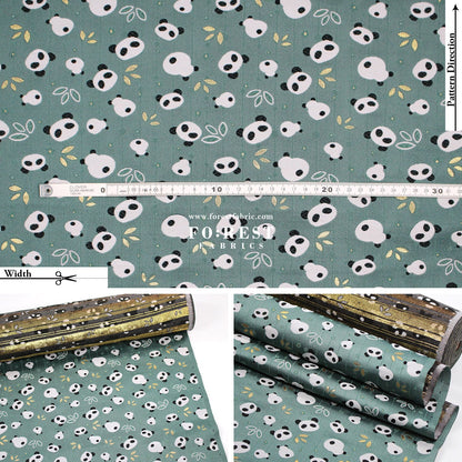 Gold Brocade - Panda fabric Moss - FO:REST Fabric 布恩堂Liberty fabrictana lawnjapanese fabricykk zipper