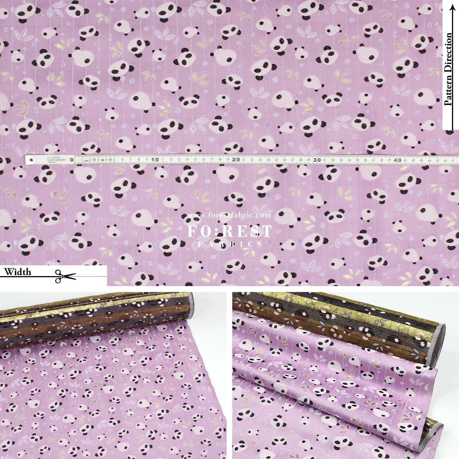 Gold Brocade - Panda fabric Purple - FO:REST Fabric 布恩堂Liberty fabrictana lawnjapanese fabricykk zipper