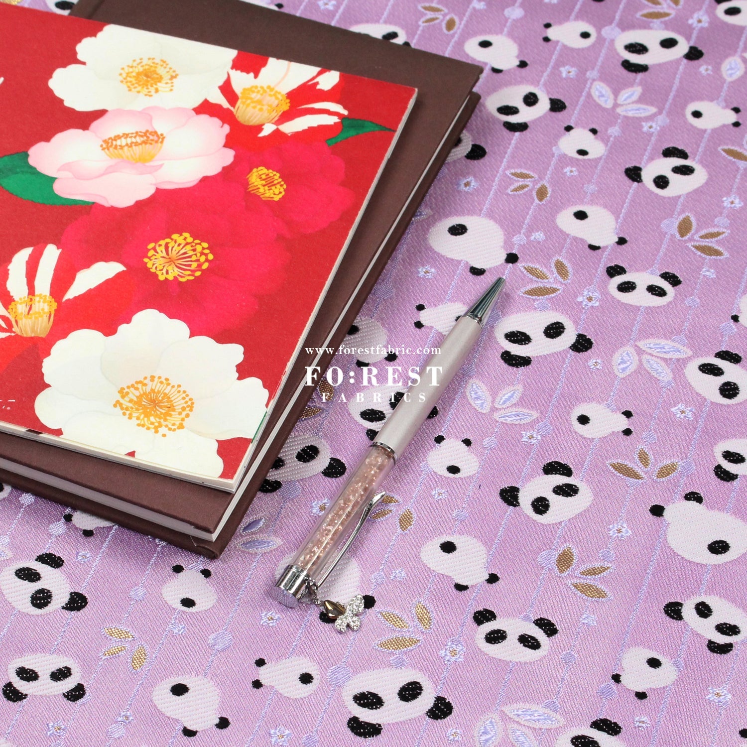 Gold Brocade - Panda fabric Purple - FO:REST Fabric 布恩堂Liberty fabrictana lawnjapanese fabricykk zipper
