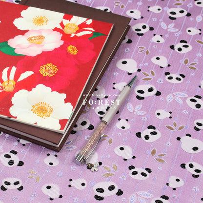Gold Brocade - Panda fabric Purple - FO:REST Fabric 布恩堂Liberty fabrictana lawnjapanese fabricykk zipper