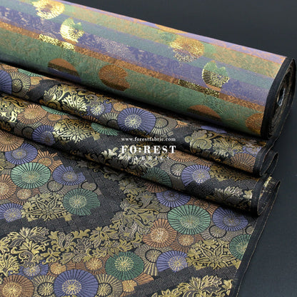 Gold Brocade - paper umbrellas fabric Black - FO:REST Fabric 布恩堂Liberty fabrictana lawnjapanese fabricykk zipper