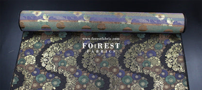 Gold Brocade - paper umbrellas fabric Black - FO:REST Fabric 布恩堂Liberty fabrictana lawnjapanese fabricykk zipper