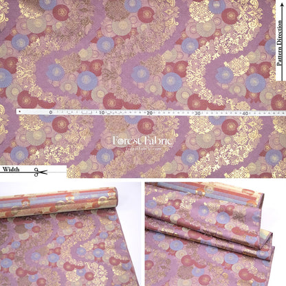 Gold Brocade - paper umbrellas fabric Pink Purple White - FO:REST Fabric 布恩堂Liberty fabrictana lawnjapanese fabricykk zipper