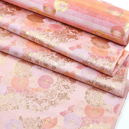Gold Brocade - paper umbrellas fabric Pink Purple White - FO:REST Fabric 布恩堂Liberty fabrictana lawnjapanese fabricykk zipper