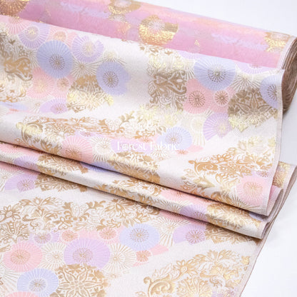 Gold Brocade - paper umbrellas fabric Pink Purple White - FO:REST Fabric 布恩堂Liberty fabrictana lawnjapanese fabricykk zipper