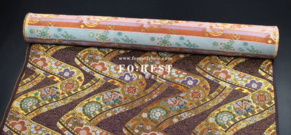 Gold Brocade - Phoenix fabric DarkPurple - FO:REST Fabric 布恩堂Liberty fabrictana lawnjapanese fabricykk zipper