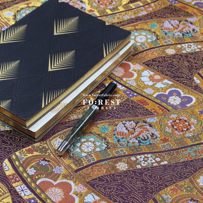 Gold Brocade - Phoenix fabric DarkPurple - FO:REST Fabric 布恩堂Liberty fabrictana lawnjapanese fabricykk zipper