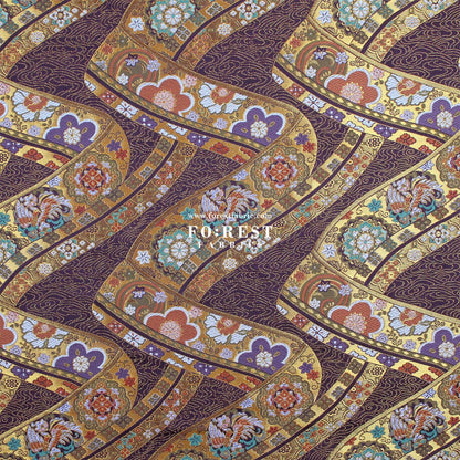 Gold Brocade - Phoenix fabric DarkPurple - FO:REST Fabric 布恩堂Liberty fabrictana lawnjapanese fabricykk zipper