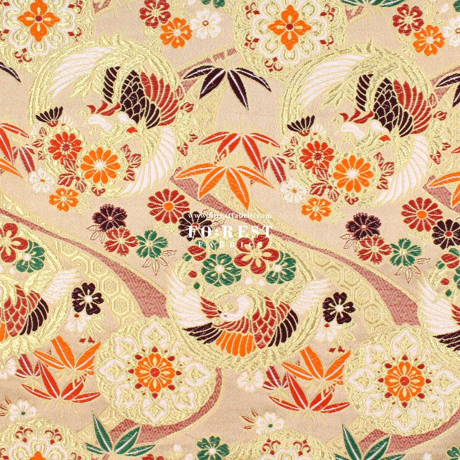 Gold Brocade - Phoenix fabric Gold - FO:REST Fabric 布恩堂Liberty fabrictana lawnjapanese fabricykk zipper