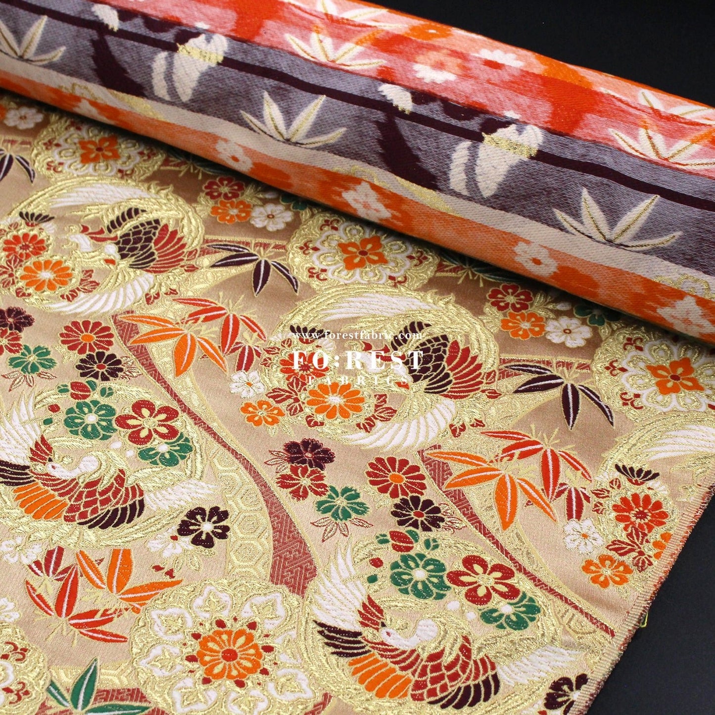 Gold Brocade - Phoenix fabric Gold - FO:REST Fabric 布恩堂Liberty fabrictana lawnjapanese fabricykk zipper