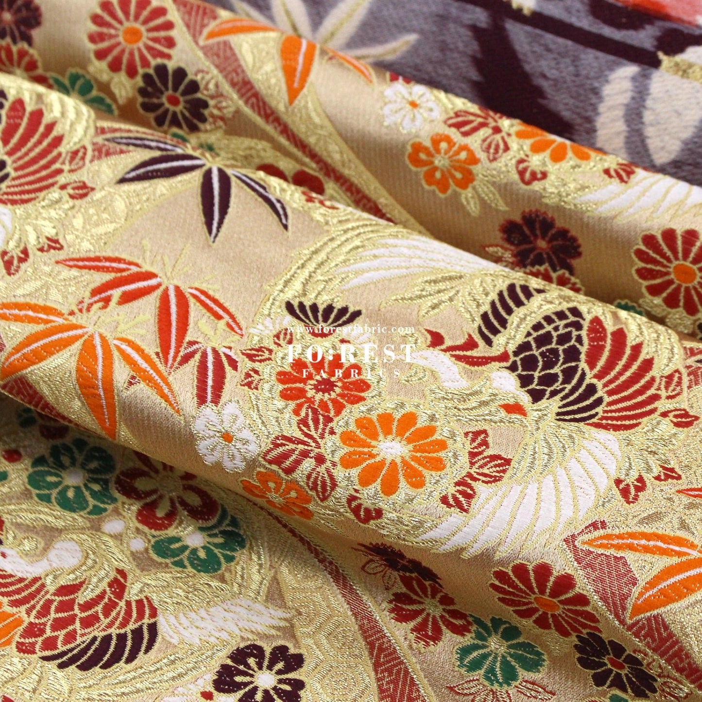 Gold Brocade - Phoenix fabric Gold - FO:REST Fabric 布恩堂Liberty fabrictana lawnjapanese fabricykk zipper