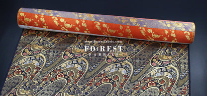 Gold Brocade - Phoenix fabric Navy - FO:REST Fabric 布恩堂Liberty fabrictana lawnjapanese fabricykk zipper