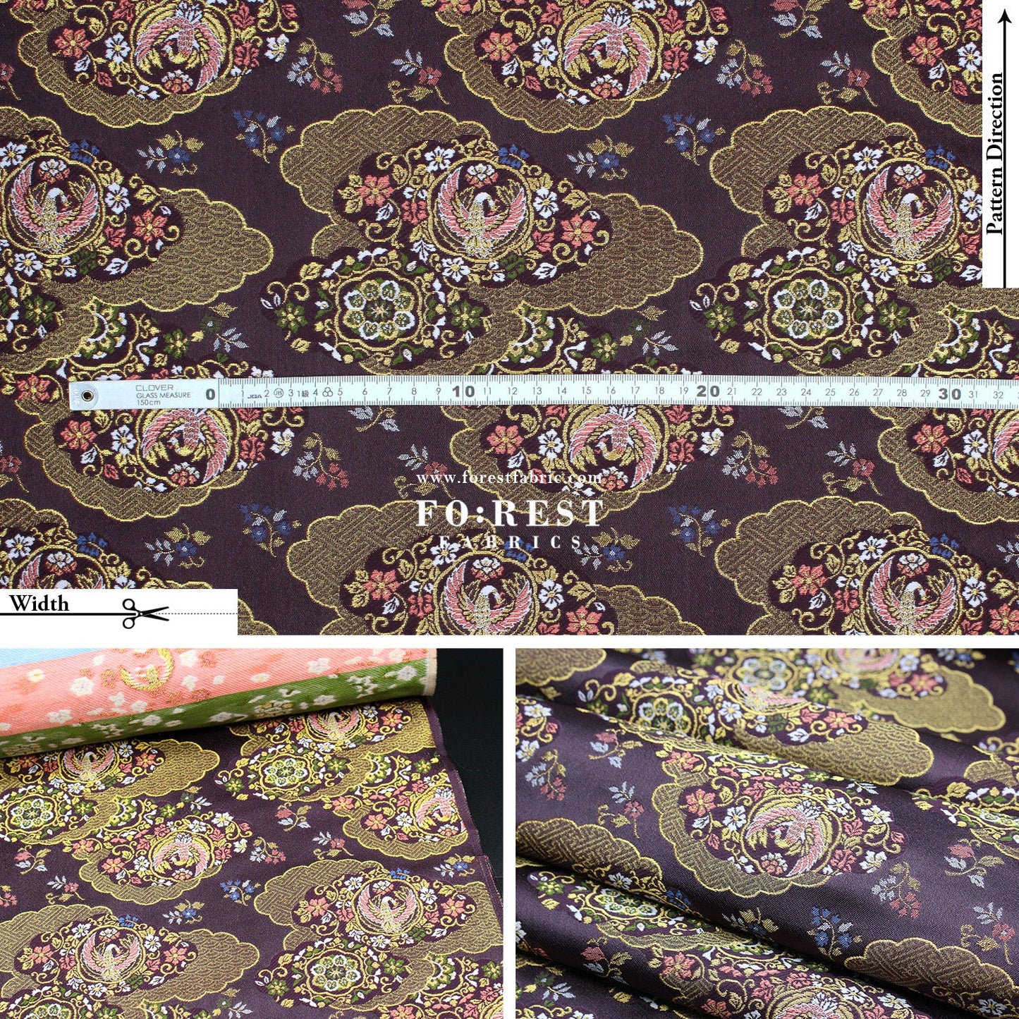 Gold Brocade - Phoenix fabric - FO:REST Fabric 布恩堂Liberty fabrictana lawnjapanese fabricykk zipper