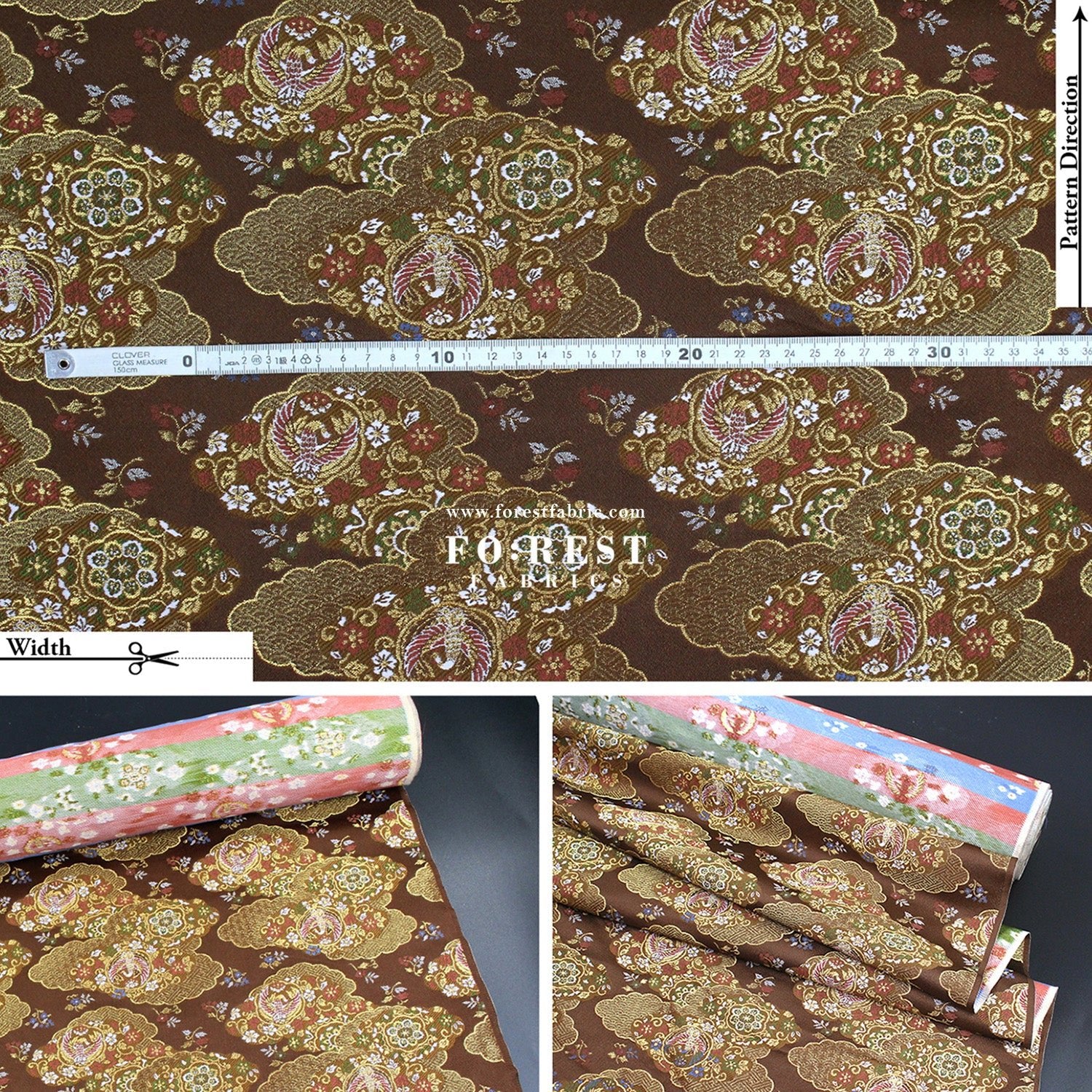 Gold Brocade - Phoenix fabric - FO:REST Fabric 布恩堂Liberty fabrictana lawnjapanese fabricykk zipper
