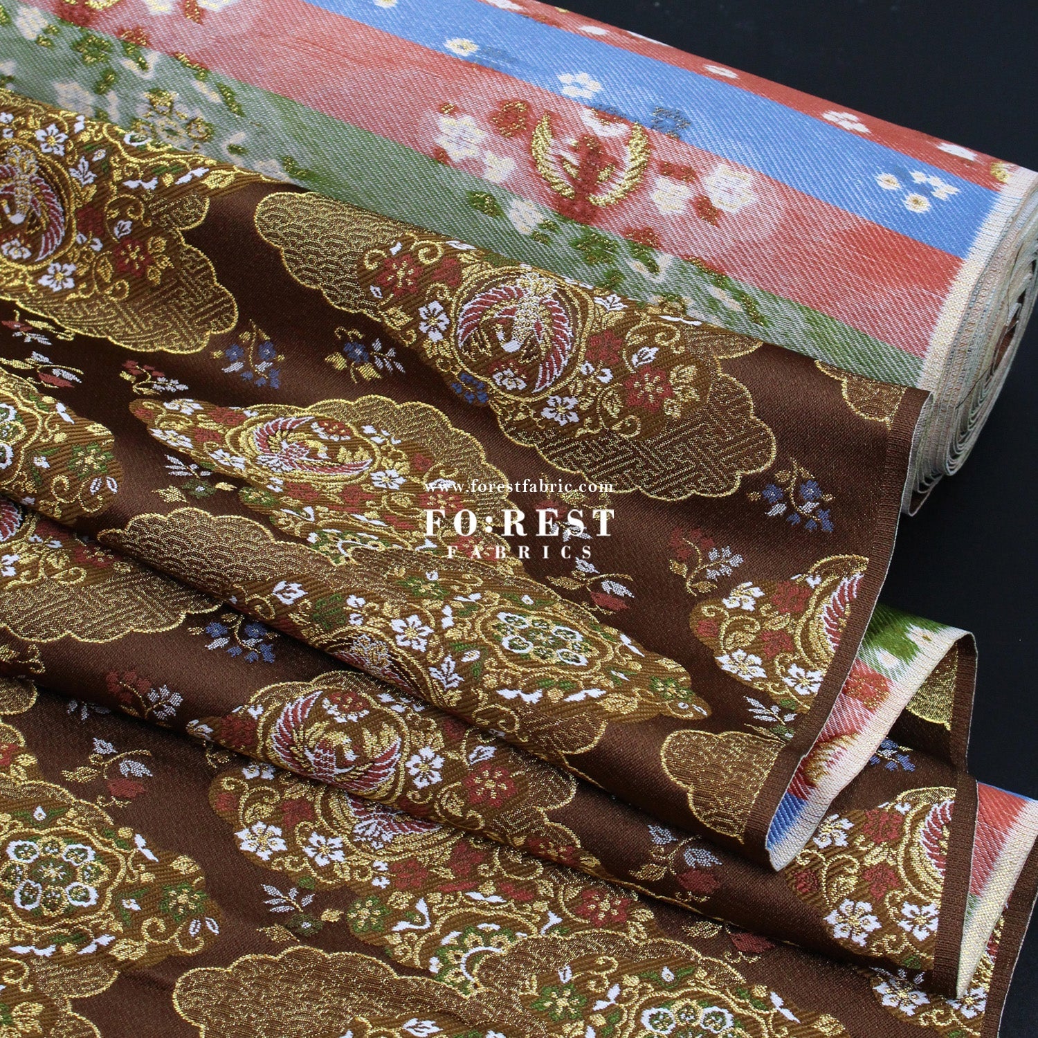 Gold Brocade - Phoenix fabric - FO:REST Fabric 布恩堂Liberty fabrictana lawnjapanese fabricykk zipper