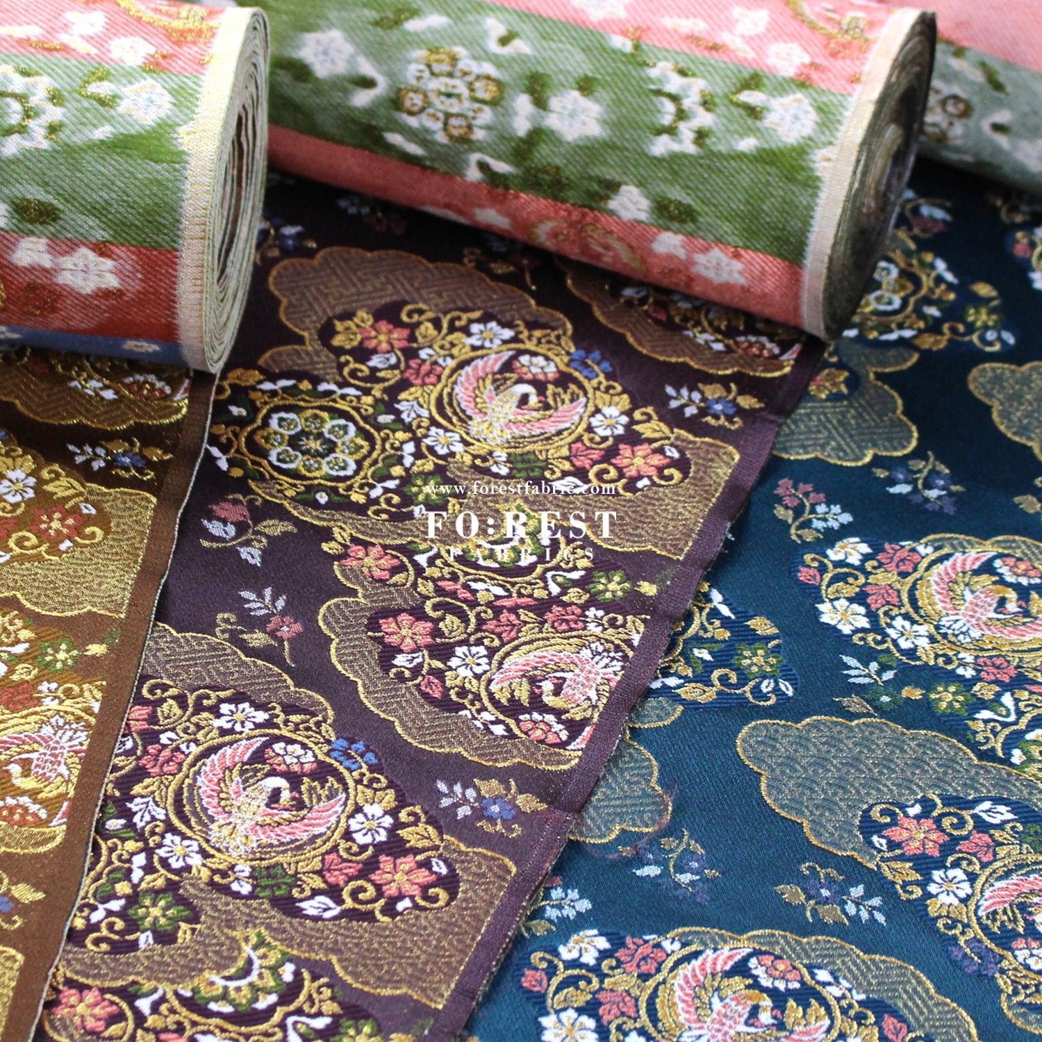 Gold Brocade - Phoenix fabric - FO:REST Fabric 布恩堂Liberty fabrictana lawnjapanese fabricykk zipper