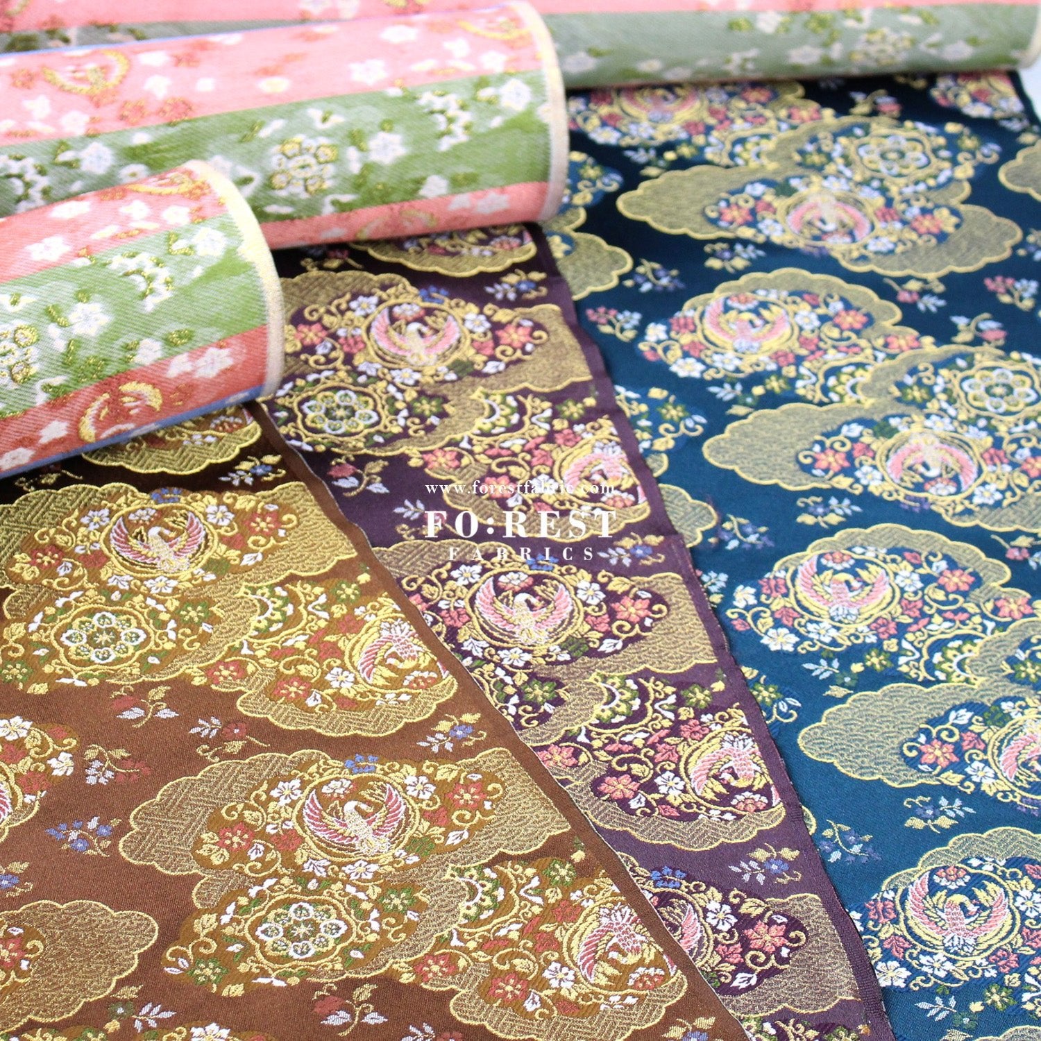 Gold Brocade - Phoenix fabric - FO:REST Fabric 布恩堂Liberty fabrictana lawnjapanese fabricykk zipper