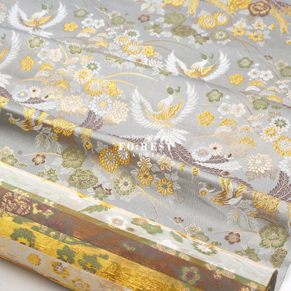 Gold Brocade - Phoenix Peony fabric Gray - FO:REST Fabric 布恩堂Liberty fabrictana lawnjapanese fabricykk zipper