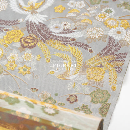 Gold Brocade - Phoenix Peony fabric Gray - FO:REST Fabric 布恩堂Liberty fabrictana lawnjapanese fabricykk zipper