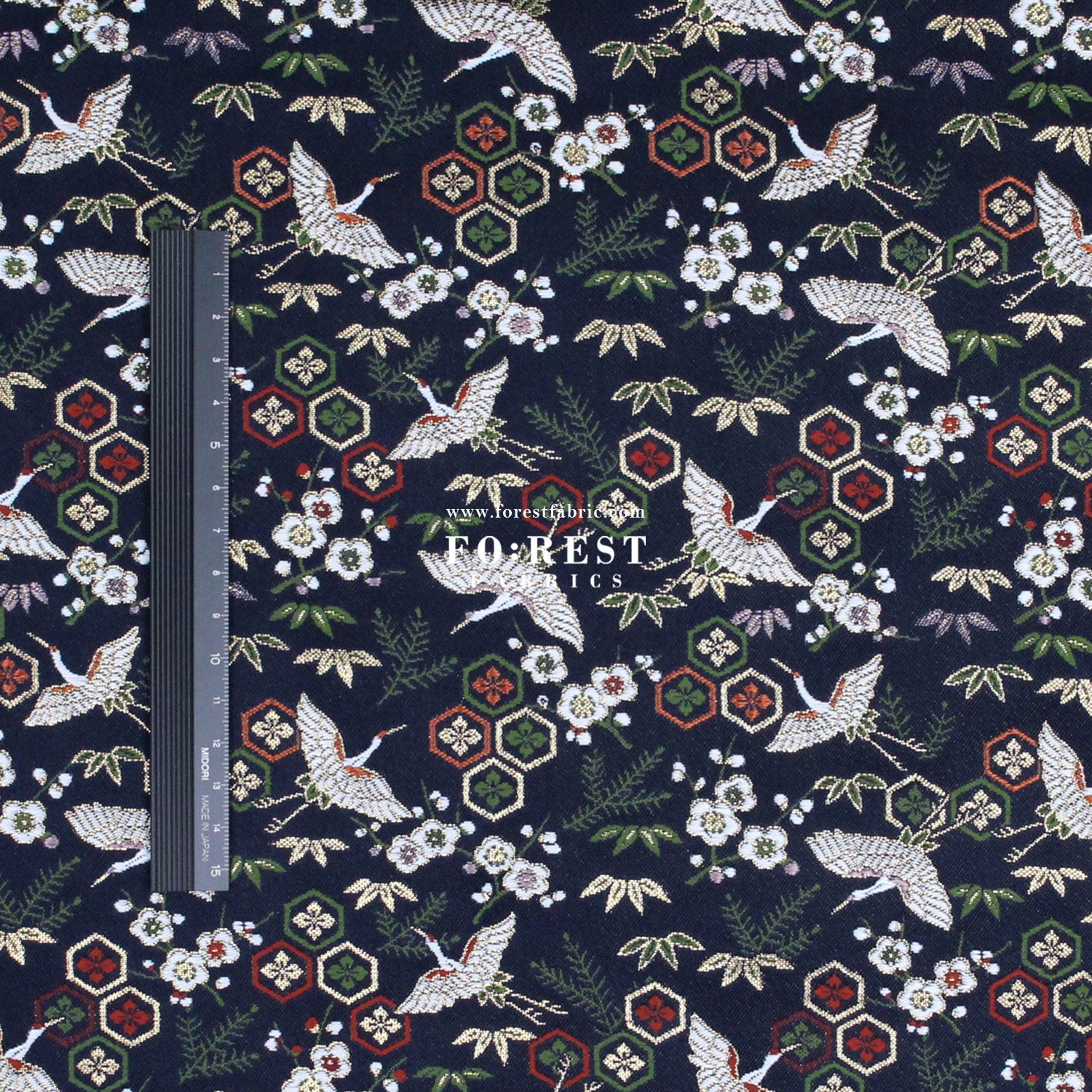 Gold Brocade - Pine Crane fabric - FO:REST Fabric 布恩堂Liberty fabrictana lawnjapanese fabricykk zipper