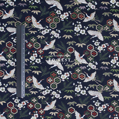 Gold Brocade - Pine Crane fabric - FO:REST Fabric 布恩堂Liberty fabrictana lawnjapanese fabricykk zipper