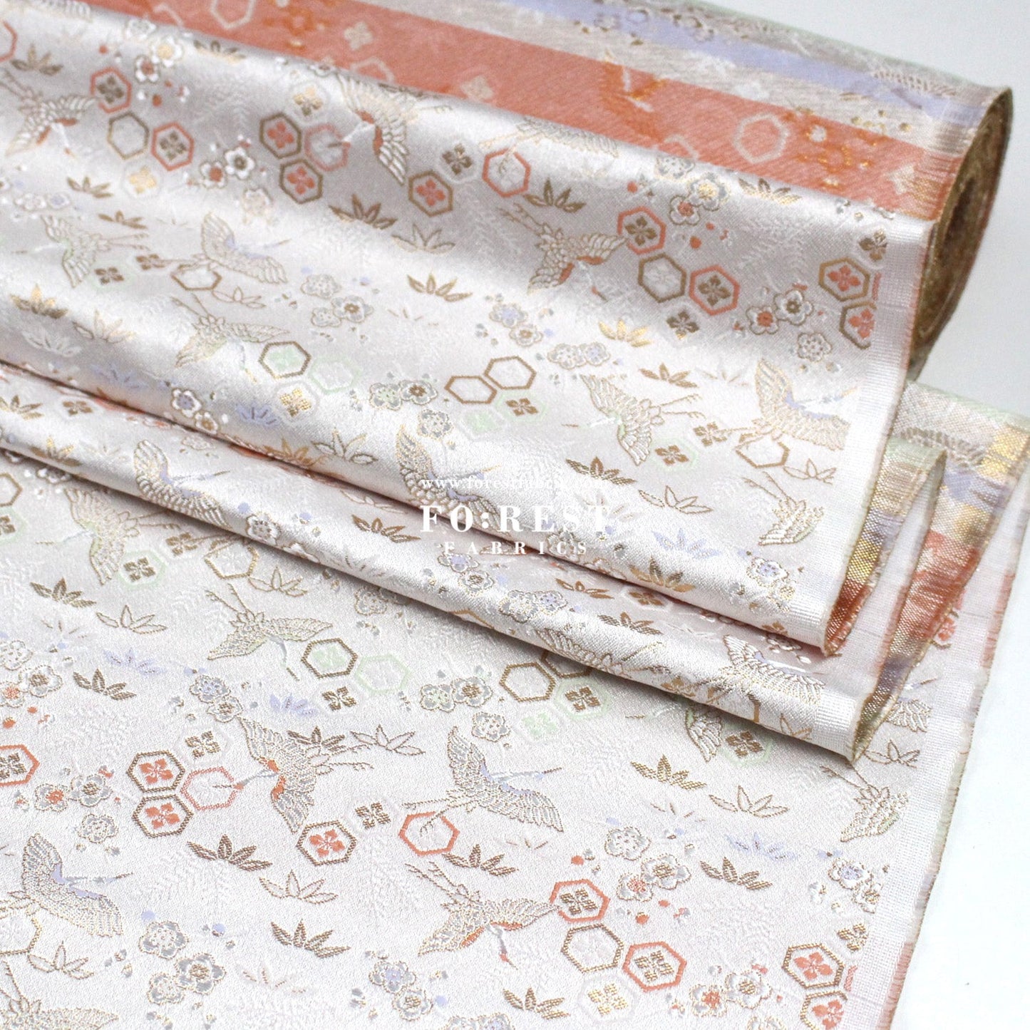 Gold Brocade - Pine Crane fabric - FO:REST Fabric 布恩堂Liberty fabrictana lawnjapanese fabricykk zipper