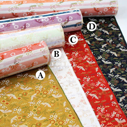 Gold Brocade - Pine Crane fabric - FO:REST Fabric 布恩堂Liberty fabrictana lawnjapanese fabricykk zipper