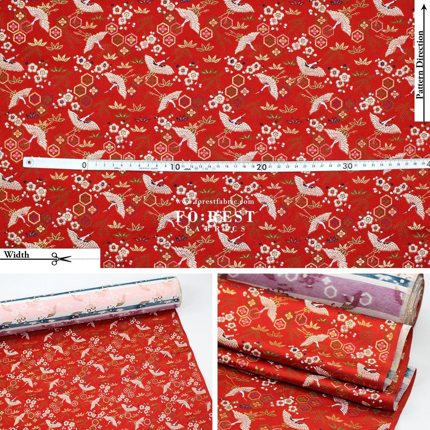 Gold Brocade - Pine Crane fabric - FO:REST Fabric 布恩堂Liberty fabrictana lawnjapanese fabricykk zipper