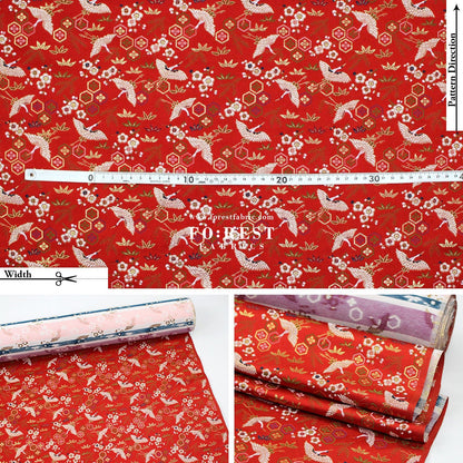 Gold Brocade - Pine Crane fabric - FO:REST Fabric 布恩堂Liberty fabrictana lawnjapanese fabricykk zipper