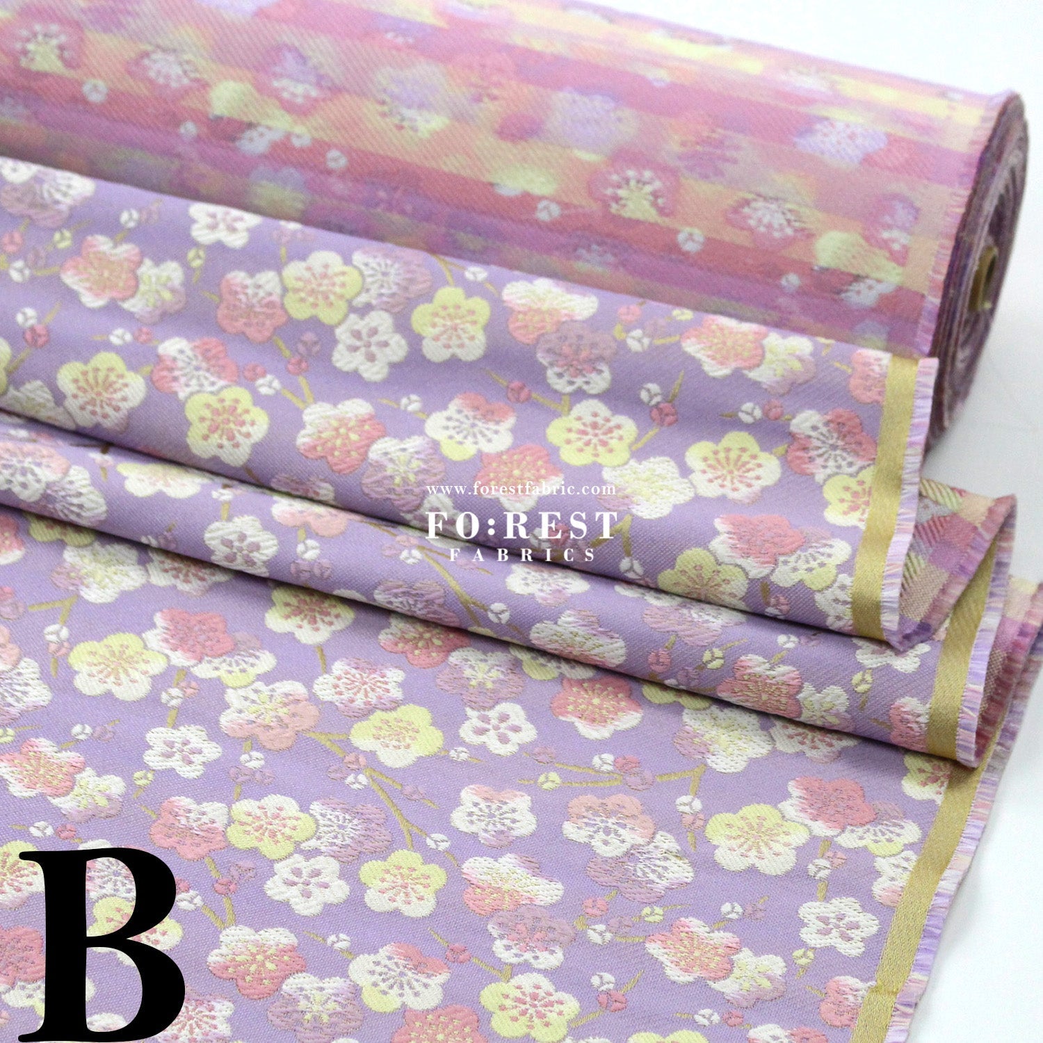 Gold Brocade - Plum River Flower fabric Mint/Purple - FO:REST Fabric 布恩堂Liberty fabrictana lawnjapanese fabricykk zipper