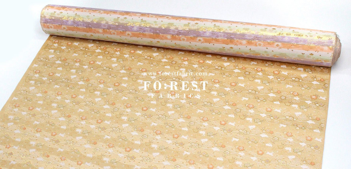 Gold Brocade - Rabbit Cloud fabric Gold - FO:REST Fabric 布恩堂Liberty fabrictana lawnjapanese fabricykk zipper
