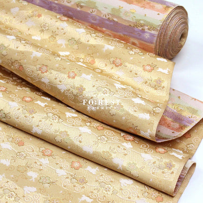 Gold Brocade - Rabbit Cloud fabric Gold - FO:REST Fabric 布恩堂Liberty fabrictana lawnjapanese fabricykk zipper