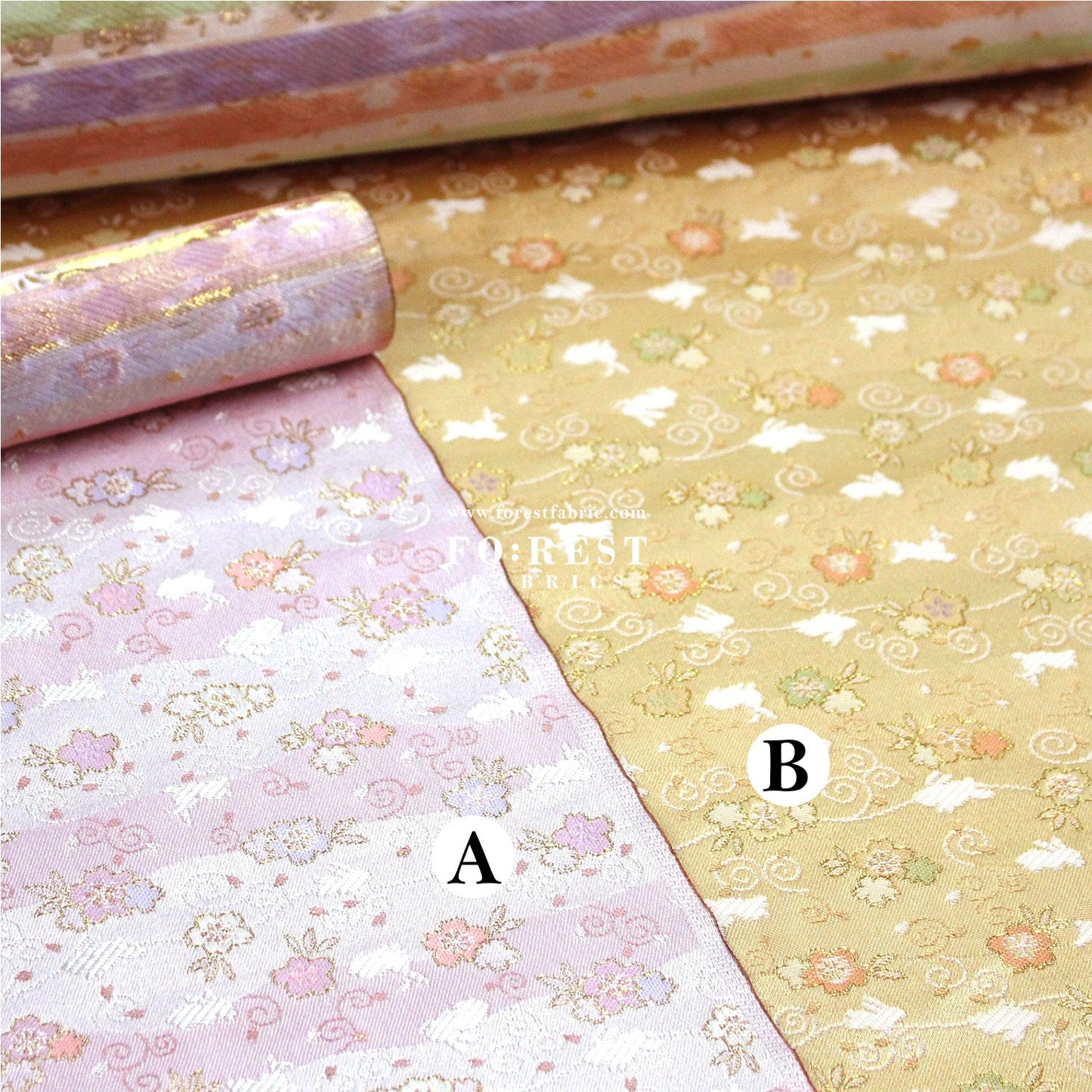 Gold Brocade - Rabbit Cloud fabric Gold - FO:REST Fabric 布恩堂Liberty fabrictana lawnjapanese fabricykk zipper