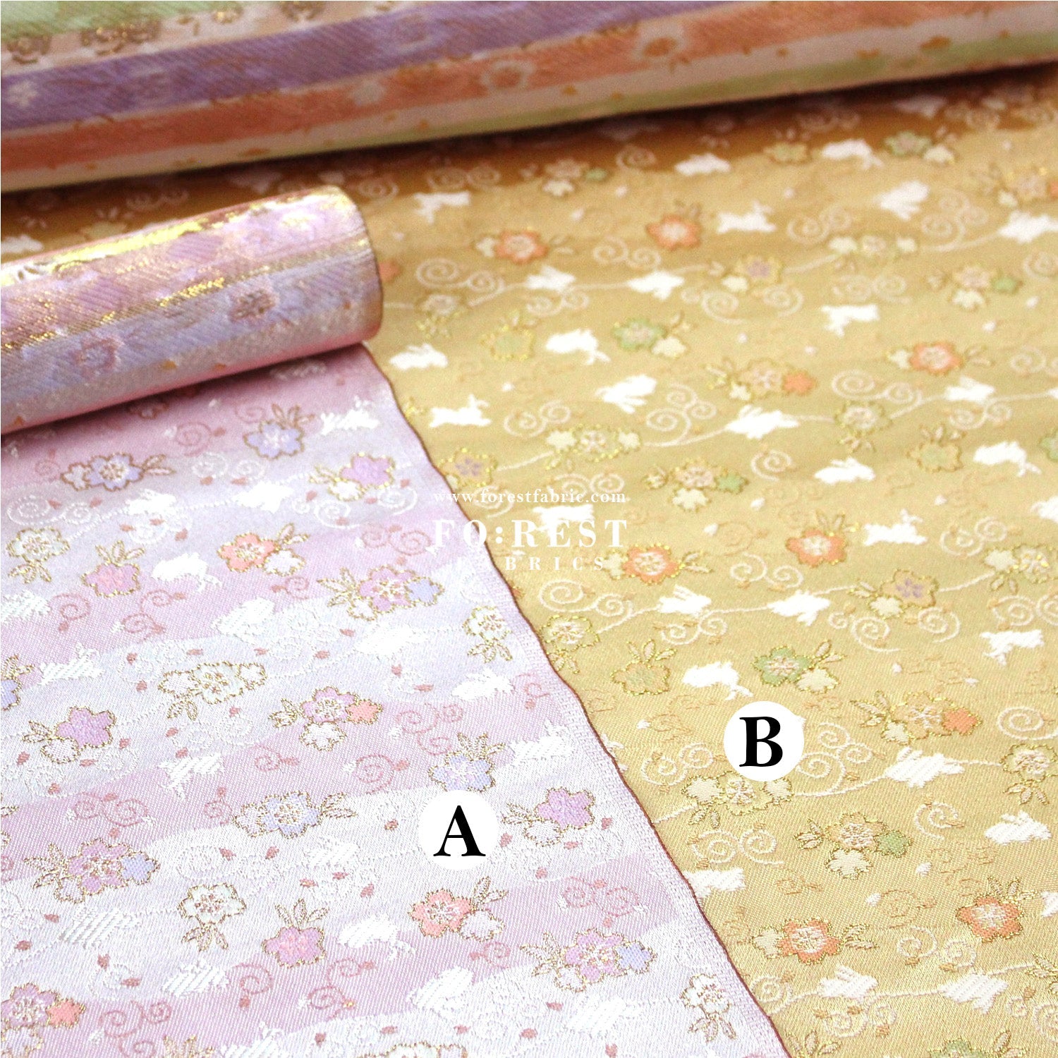 Gold Brocade - Rabbit Cloud fabric Gold - FO:REST Fabric 布恩堂Liberty fabrictana lawnjapanese fabricykk zipper