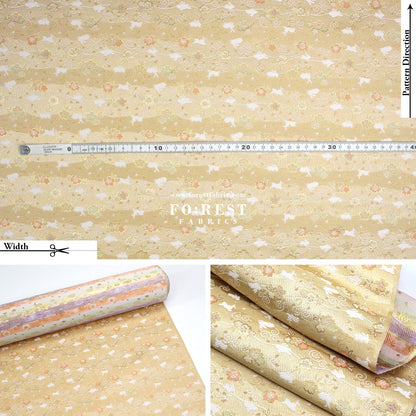 Gold Brocade - Rabbit Cloud fabric Gold - FO:REST Fabric 布恩堂Liberty fabrictana lawnjapanese fabricykk zipper