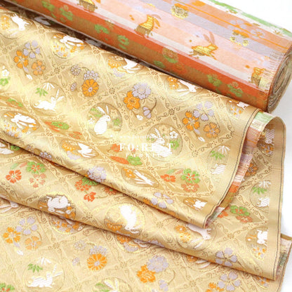 Gold Brocade - Rabbit dance fabric - FO:REST Fabric 布恩堂Liberty fabrictana lawnjapanese fabricykk zipper