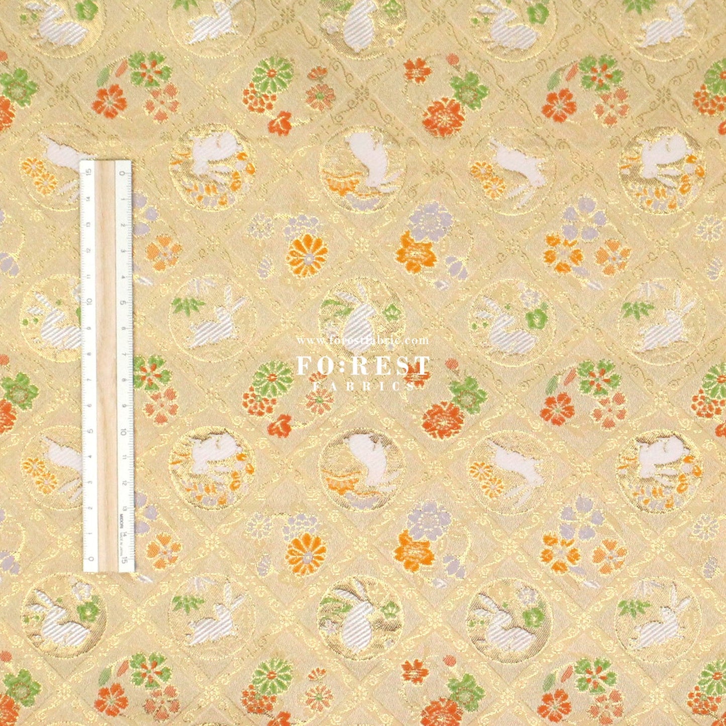 Gold Brocade - Rabbit dance fabric - FO:REST Fabric 布恩堂Liberty fabrictana lawnjapanese fabricykk zipper