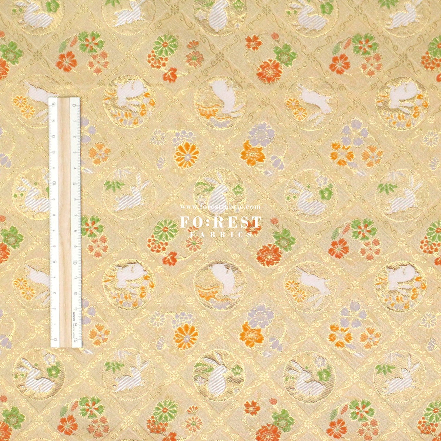 Gold Brocade - Rabbit dance fabric - FO:REST Fabric 布恩堂Liberty fabrictana lawnjapanese fabricykk zipper