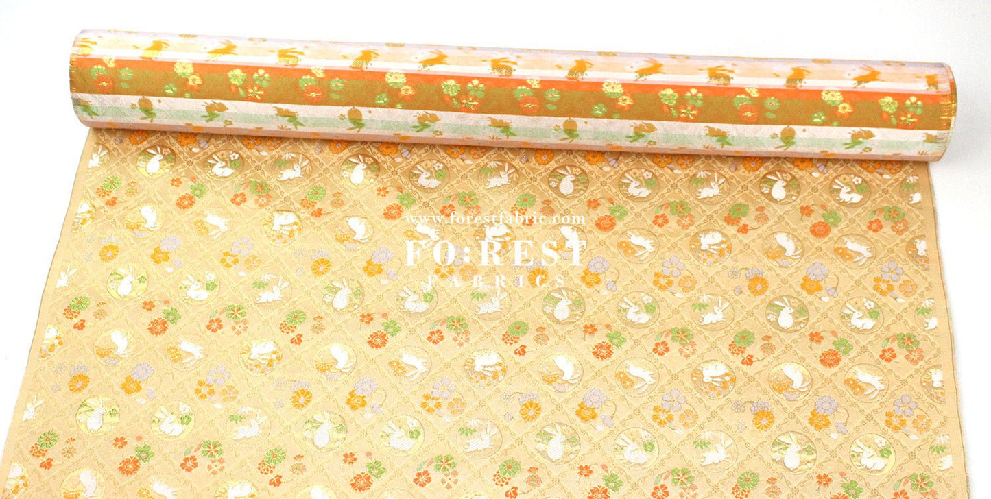 Gold Brocade - Rabbit dance fabric - FO:REST Fabric 布恩堂Liberty fabrictana lawnjapanese fabricykk zipper