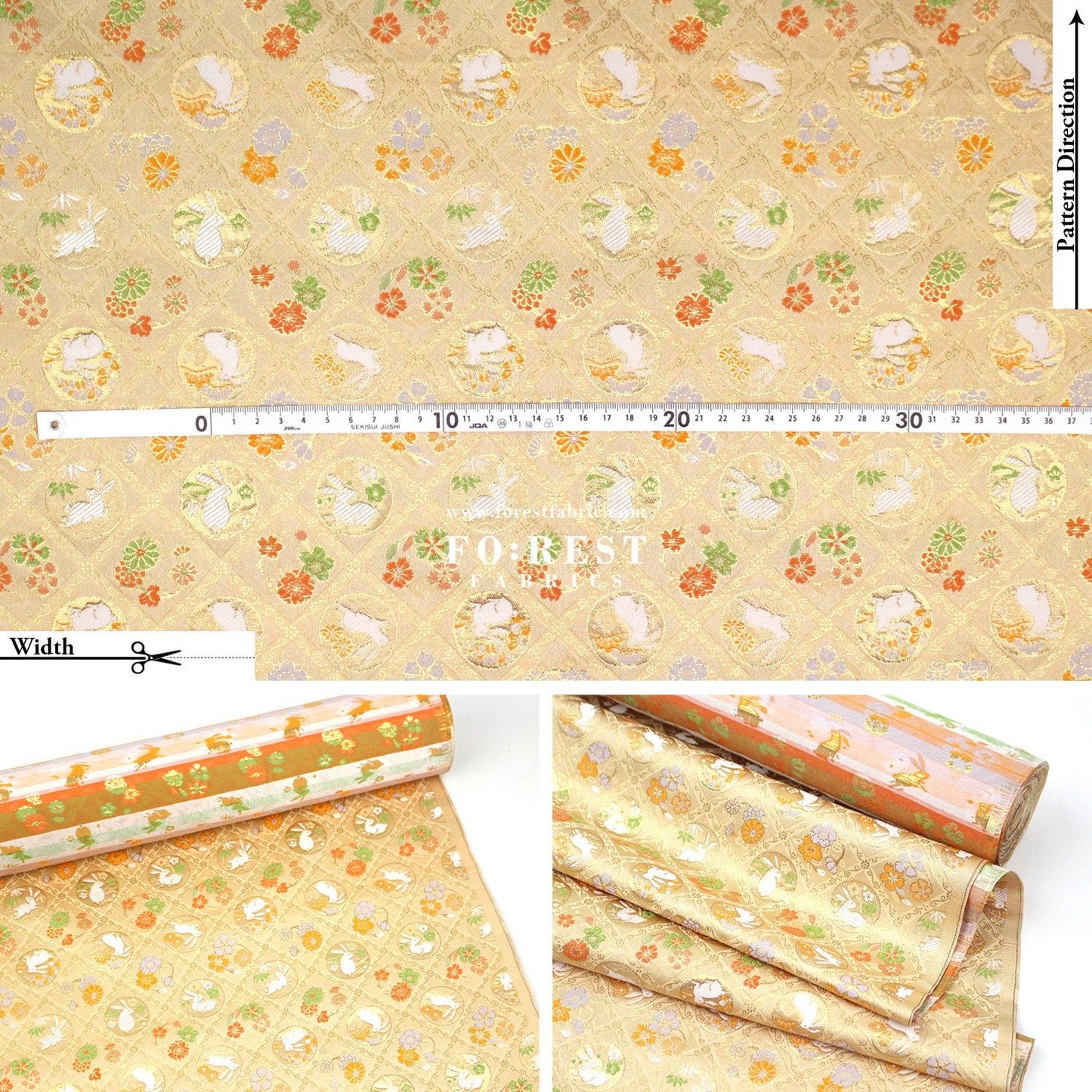 Gold Brocade - Rabbit dance fabric - FO:REST Fabric 布恩堂Liberty fabrictana lawnjapanese fabricykk zipper