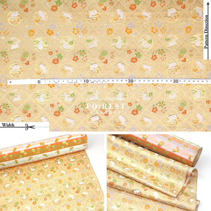 Gold Brocade - Rabbit dance fabric - FO:REST Fabric 布恩堂Liberty fabrictana lawnjapanese fabricykk zipper