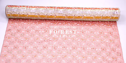 Gold Brocade - Rabbit Flower Grid fabric Pink - FO:REST Fabric 布恩堂Liberty fabrictana lawnjapanese fabricykk zipper