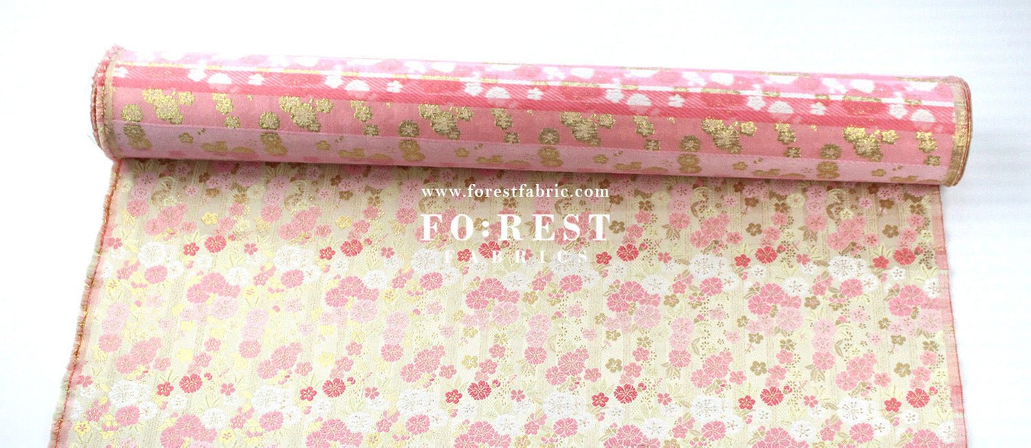 Gold Brocade - Raining sakura flower fabric - FO:REST Fabric 布恩堂Liberty fabrictana lawnjapanese fabricykk zipper