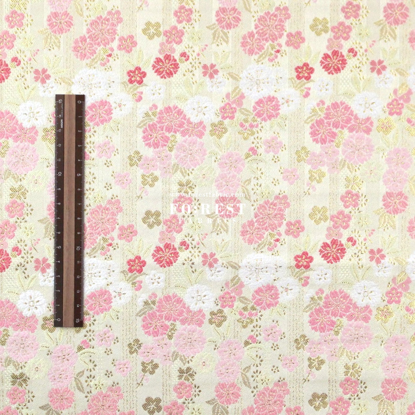 Gold Brocade - Raining sakura flower fabric - FO:REST Fabric 布恩堂Liberty fabrictana lawnjapanese fabricykk zipper