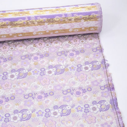 Gold Brocade - Ripple Floral fabric Purple - FO:REST Fabric 布恩堂Liberty fabrictana lawnjapanese fabricykk zipper