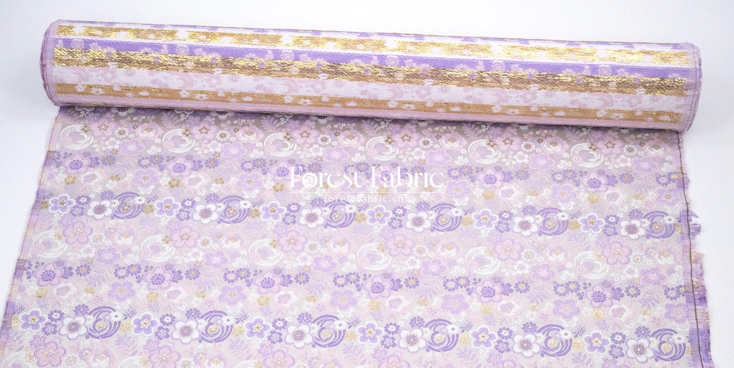 Gold Brocade - Ripple Floral fabric Purple - FO:REST Fabric 布恩堂Liberty fabrictana lawnjapanese fabricykk zipper