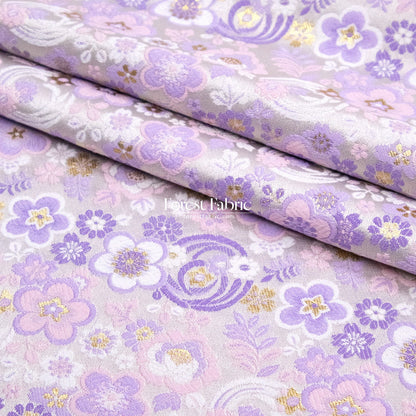 Gold Brocade - Ripple Floral fabric Purple - FO:REST Fabric 布恩堂Liberty fabrictana lawnjapanese fabricykk zipper